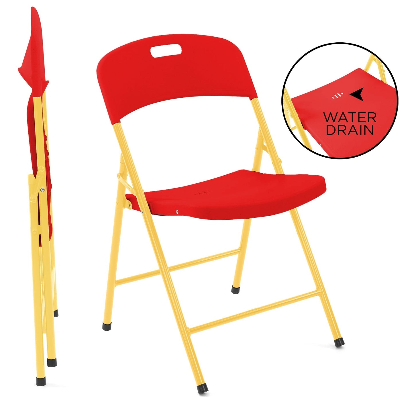 Folding Chairs - 4 Pack - Red & Yellow